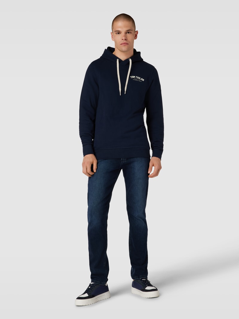 Hoodie mit Label-Detail in marineblau