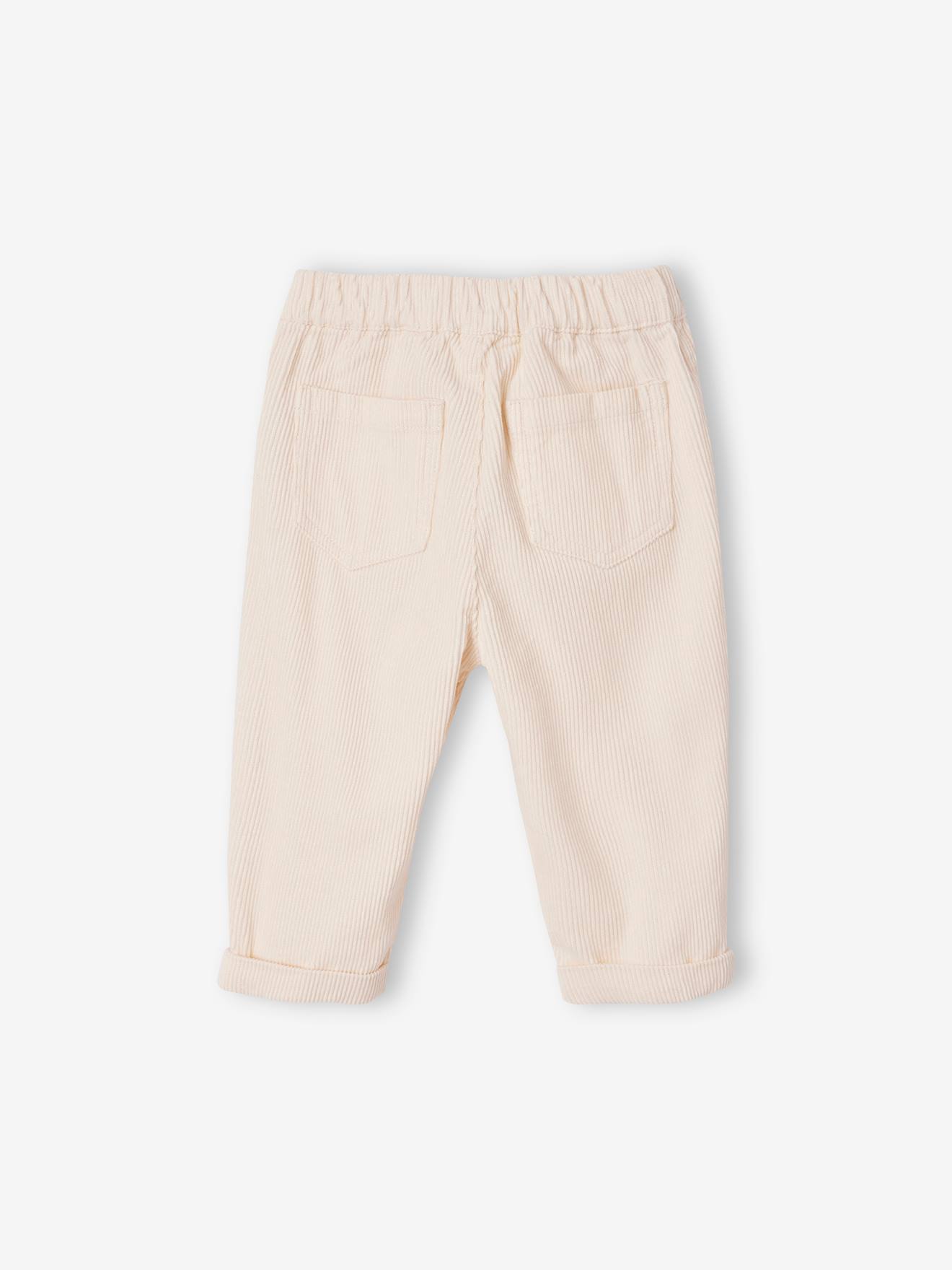 Pantalon mom fit bébé en velours côtelé écru
