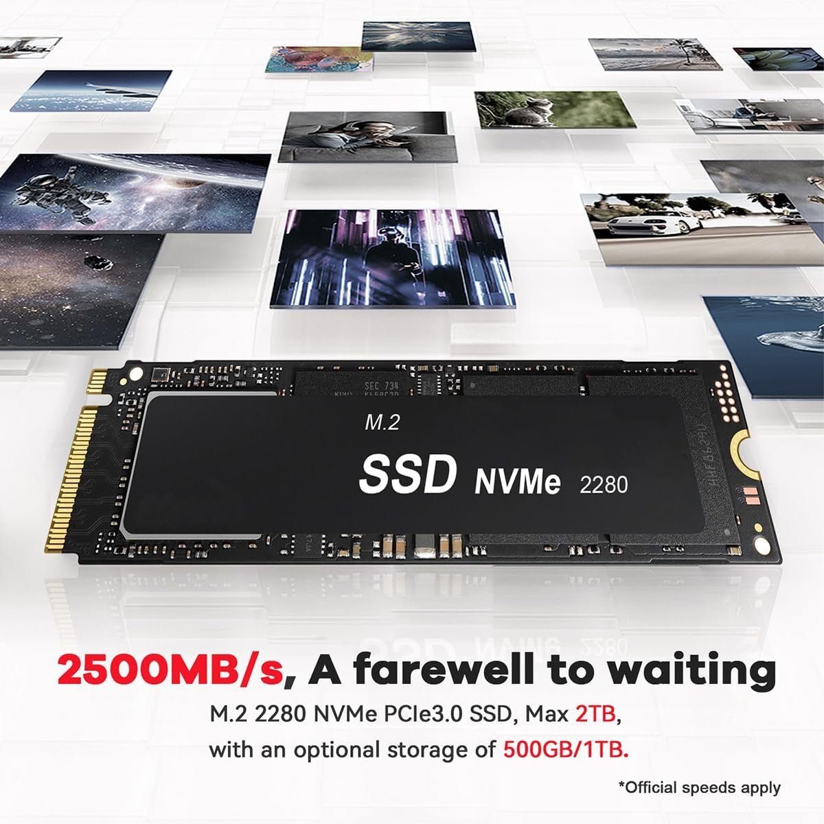 Beelink Mini-PC (AMD Ryzen 5 5560U, 16 GB RAM, 1000 GB HDD, SER5 Mini PC Ryzen NVME 4K@60Hz Triple Display)