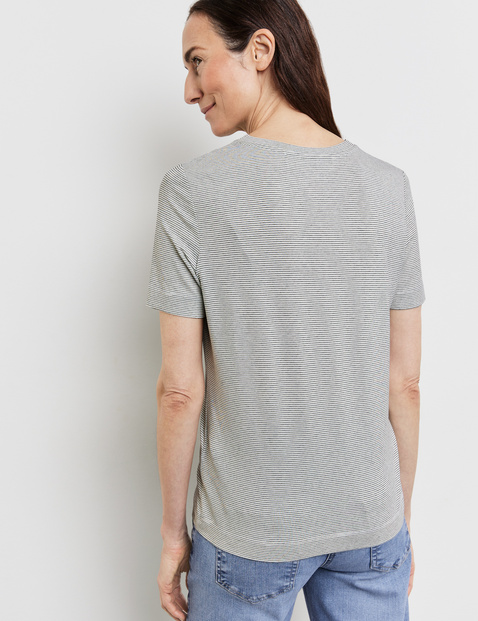 Geringeltes T-Shirt mit Wording Print
