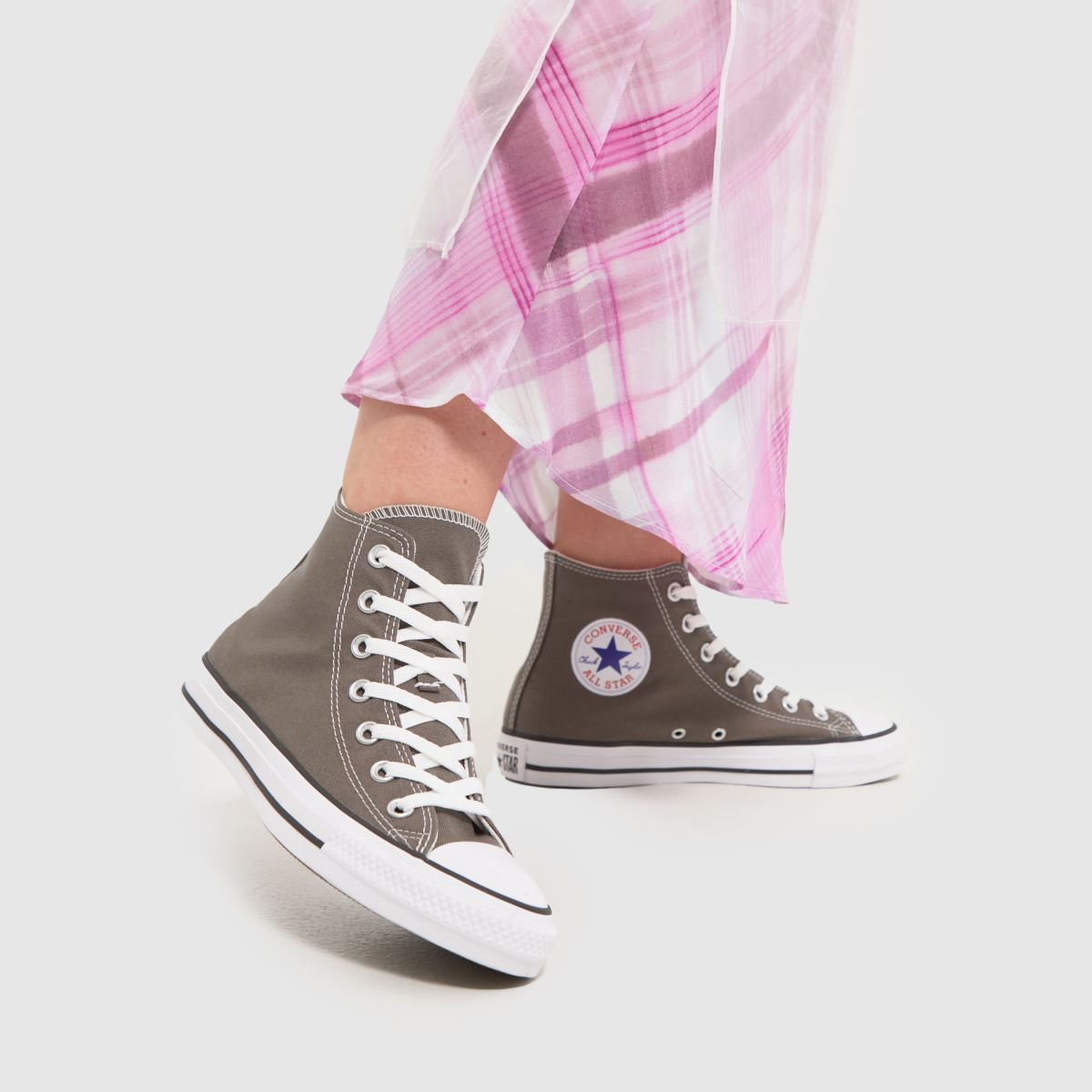 Converse – All Star – Grå höga sneakers