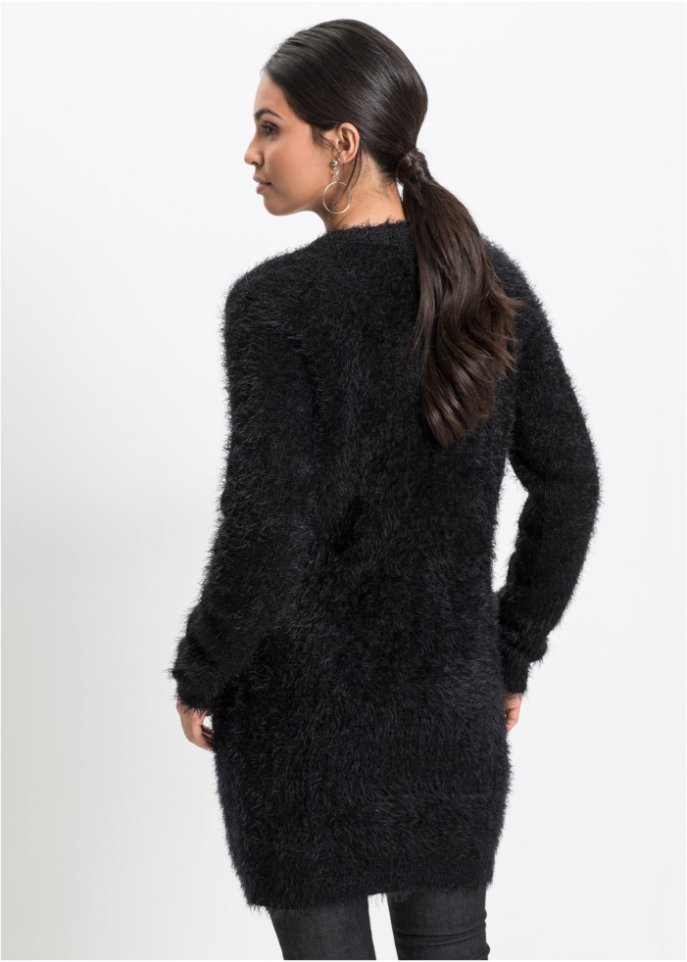 Longstrickjacke in Flauschoptik