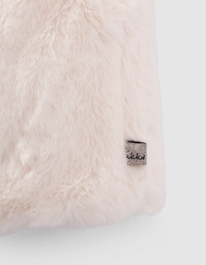 Gilet réversible doré et écru fourré bébé fille