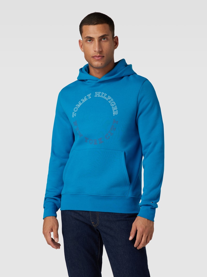 Hoodie mit Label-Print Modell 'MONOTYPE' in aqua blau