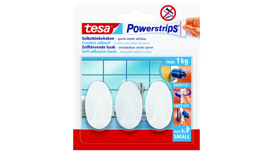 tesa® Power-Strips Mini-Haken oval weiß