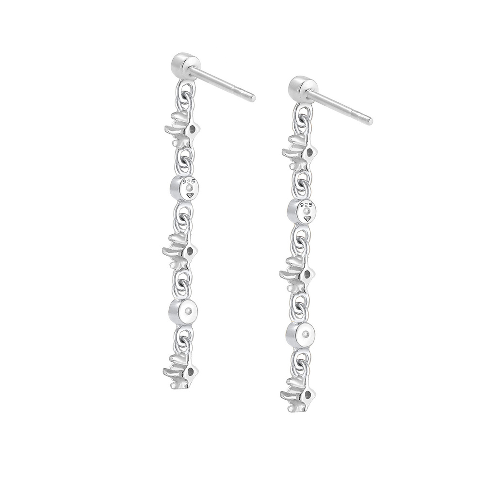 Elli Elli Boucles d'Oreilles Ohrhänger Zirkonia Rund 925 Silber Boucles d'oreilles