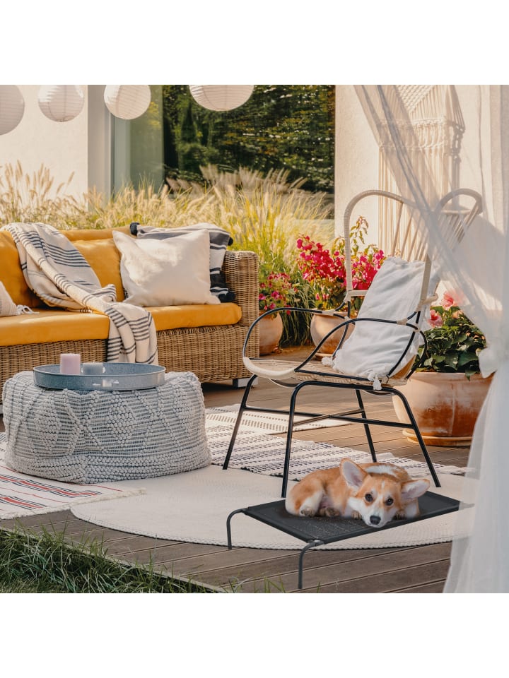 relaxdays Outdoor Hundeliege in Schwarz - (B)111 x (H)19 x (T)65 cm günstig kaufen onesize