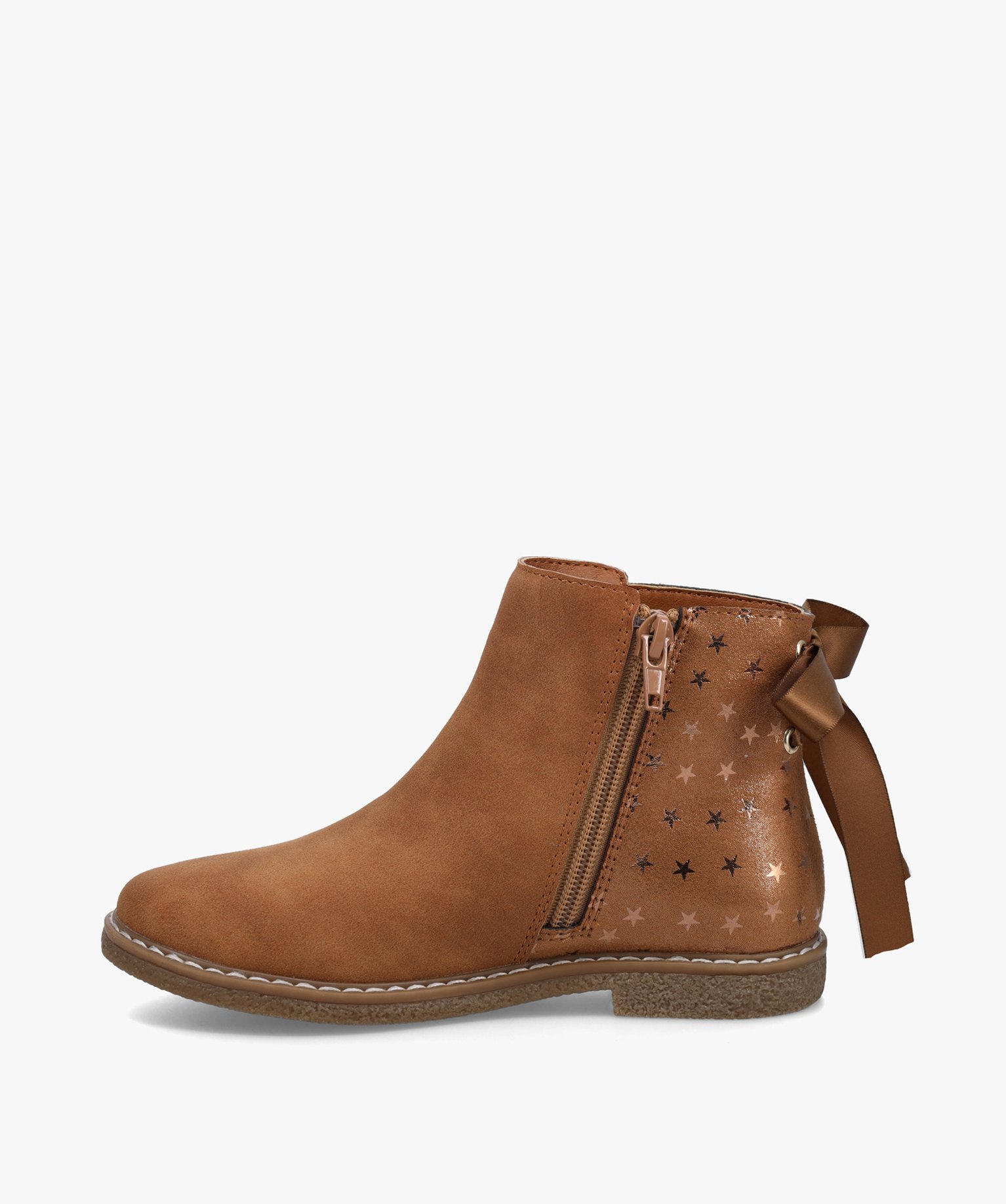 Boots fille en suédine motifs étoiles et ruban décoratif camel | GEMO