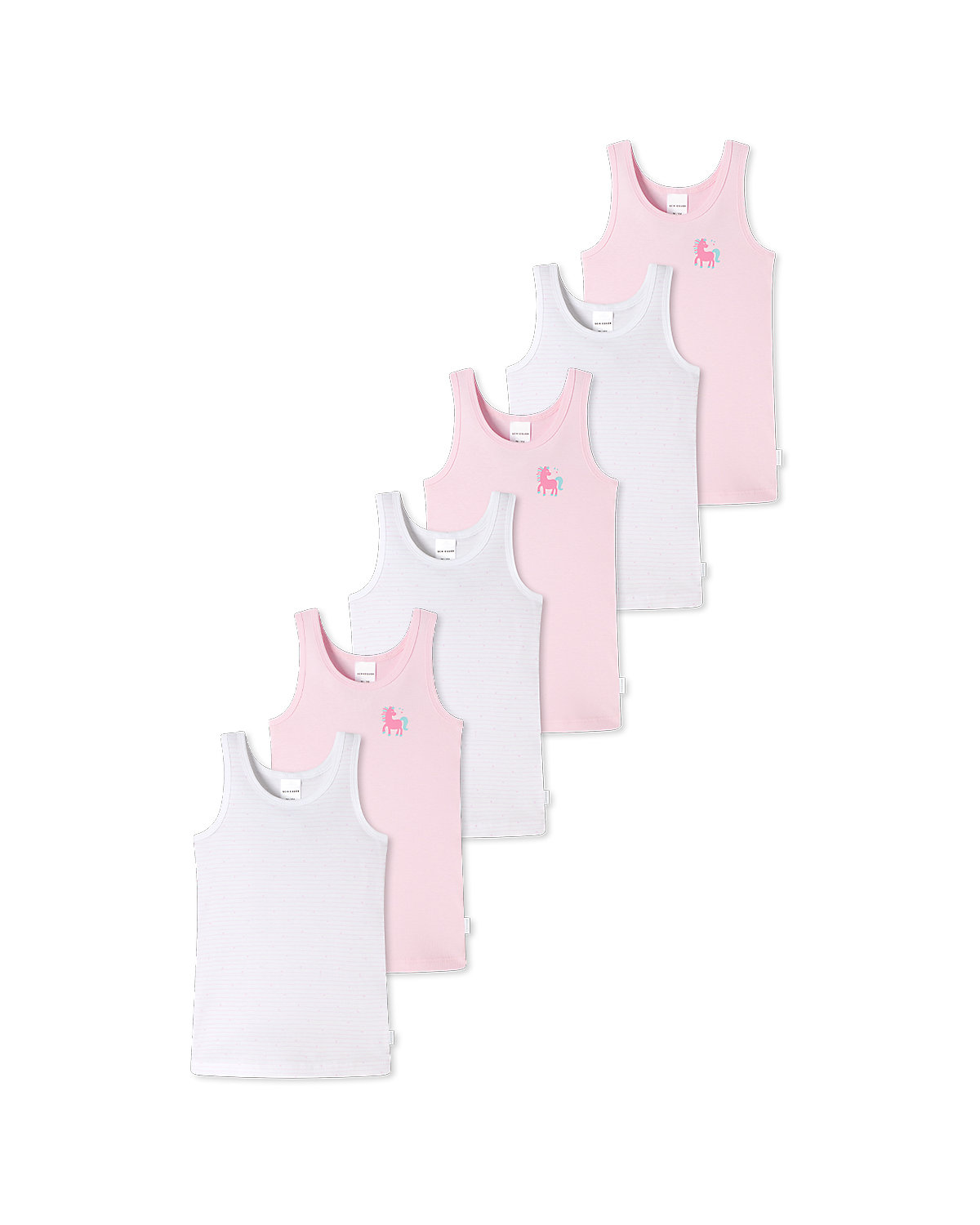 Unterhemd 6er Pack Kids Girls Feinripp Organic Cotton Unterhemden für Mädchen