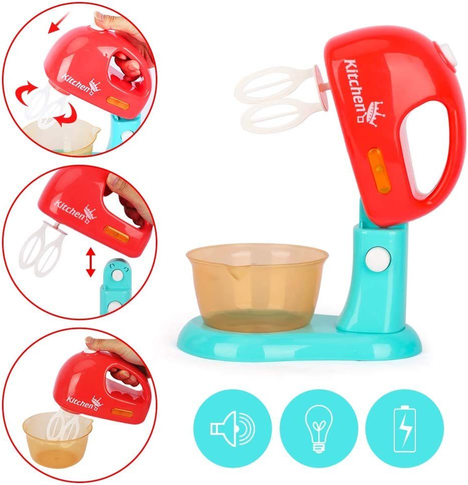 LBLA Lernspielzeug Spielküche Küchenspielzeug für Kinder, Weihnachtsgeschenk (mit Mixer, Entsafter, Toaster, Obst, Brot, Tassen und Korb, 1 Set), Kinderküche Rollenspiele Pädagogisches Spielzeug Geschenk