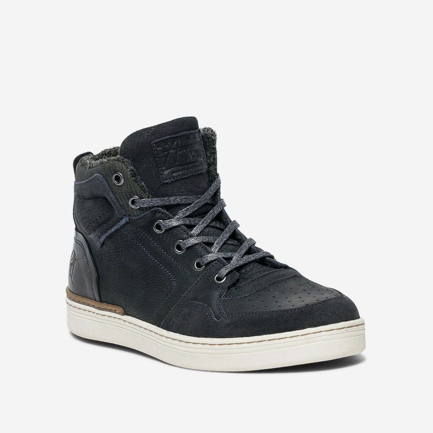 Basket bleu marine en cuir fourré