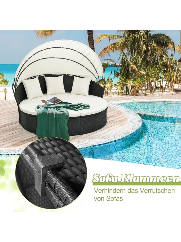COSTWAY Rattan Sonneninsel mit Baldachin 187x180x157cm in Schwarz günstig kaufen onesize