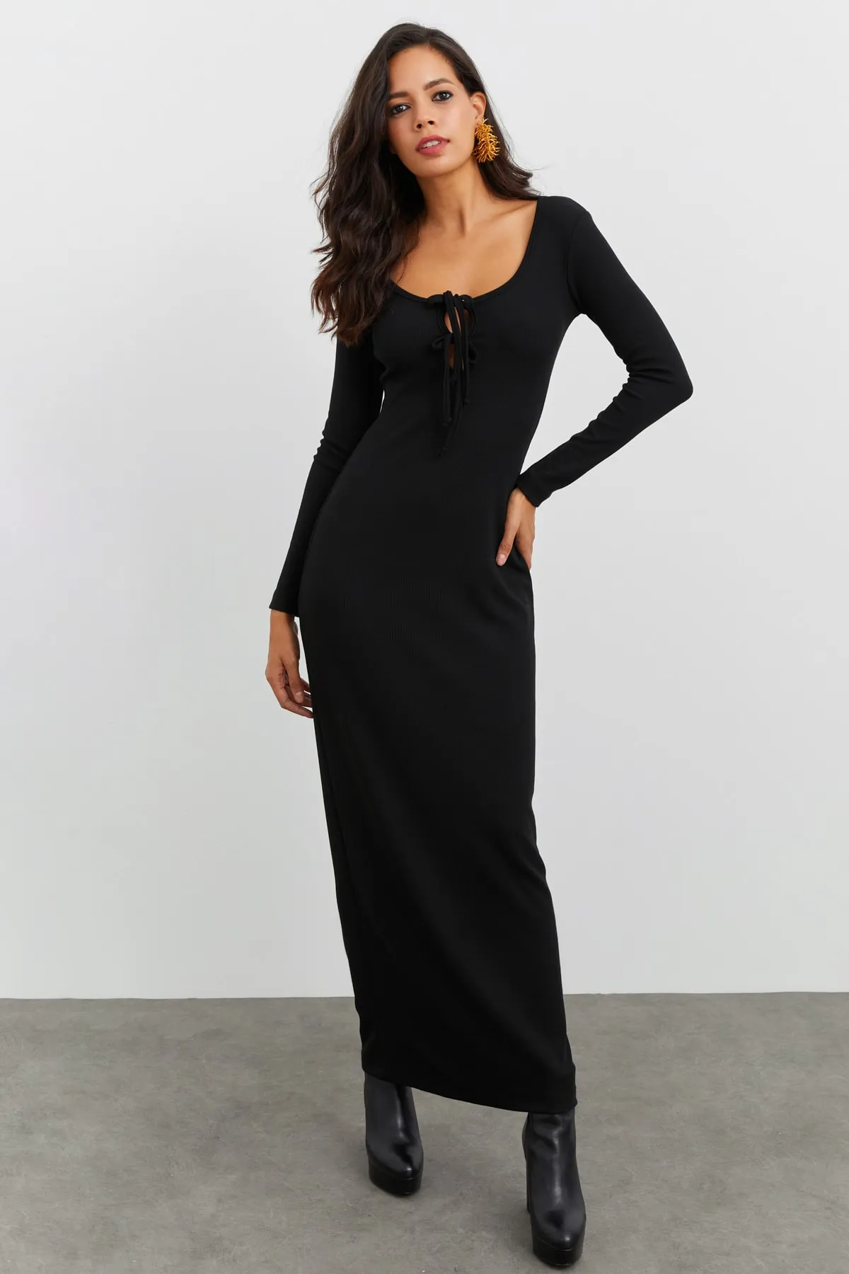 Cool & Sexy  Schwarzes Camisole-Maxikleid für Damen EY1513