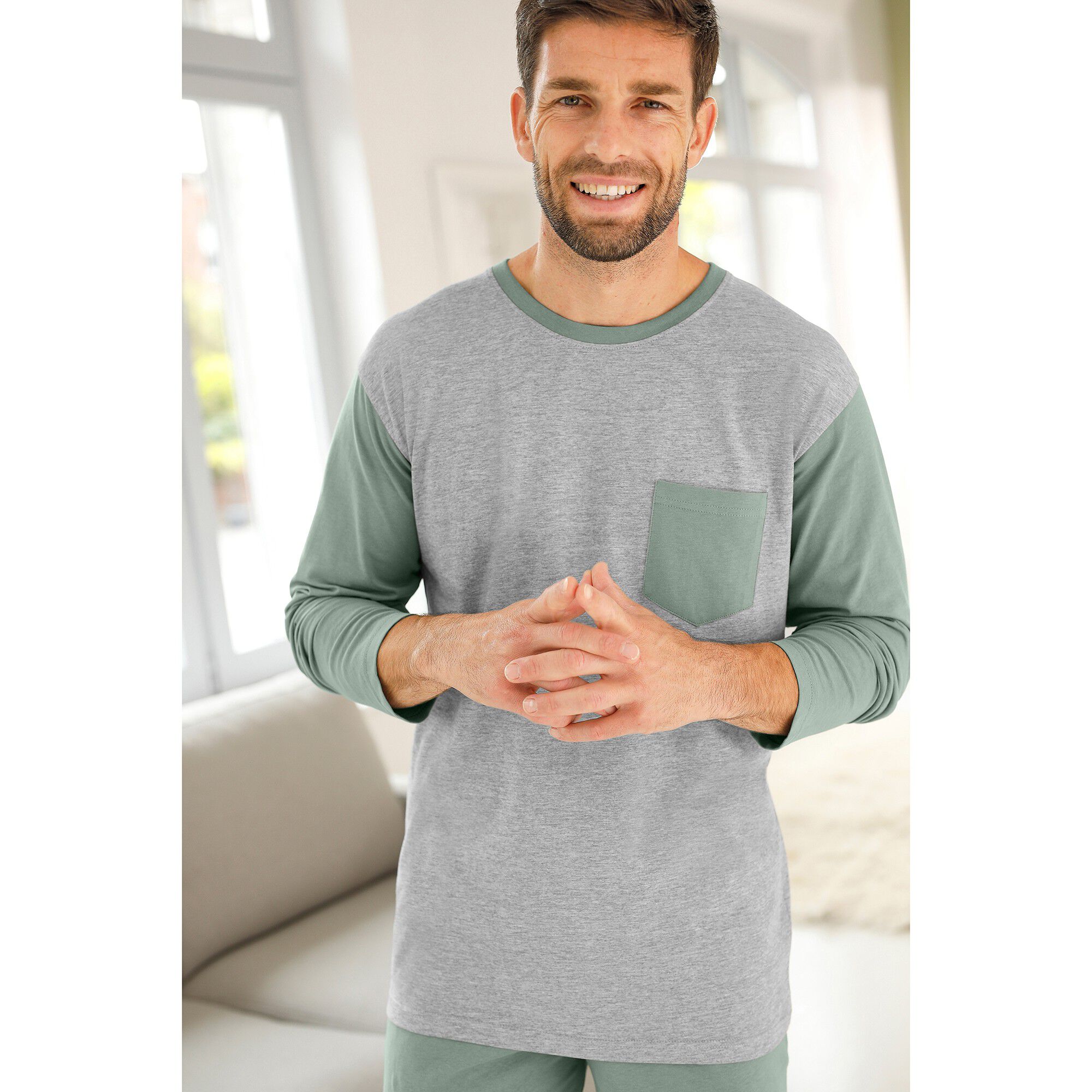 Tee-shirt pyjama bicolore manches longues