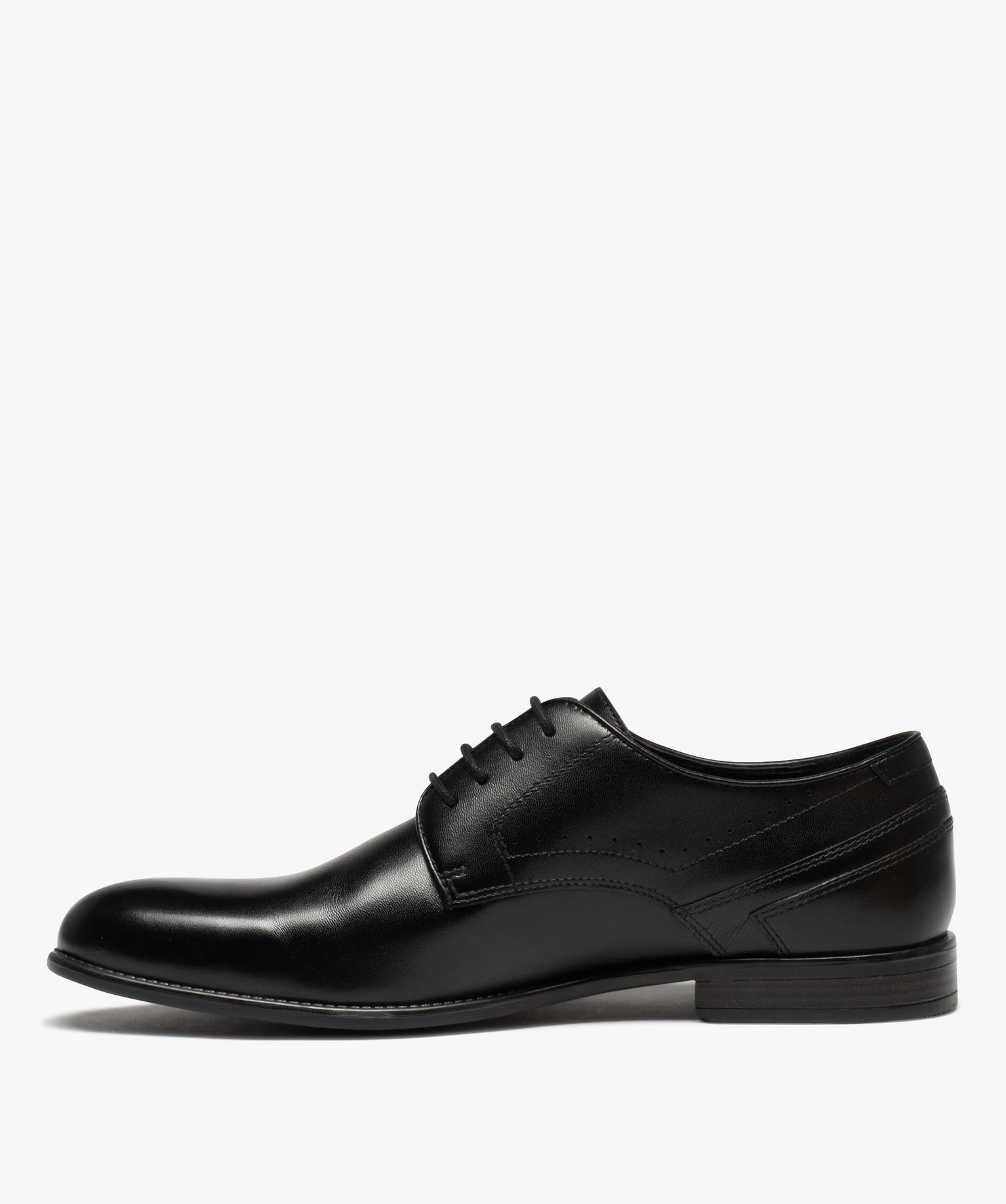 Derbies homme unies en cuir à lacets ronds noir | GEMO