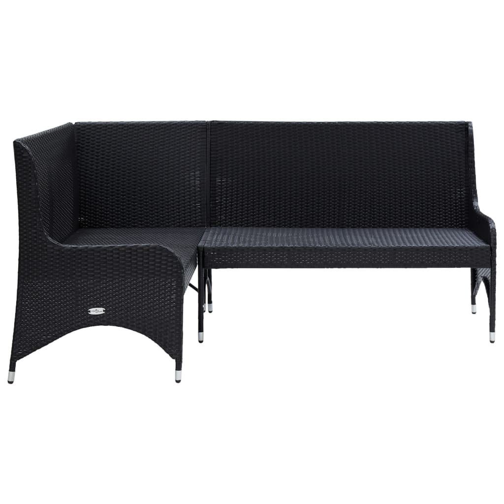 vidaXL Loungesofa Garten-Ecksofa 2-tlg. Poly Rattan Schwarz, 2 Teile
