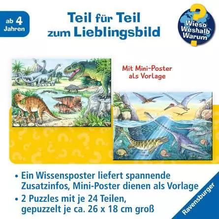 Kinderpuzzle ab 4 Jahren - Saurier und ihre Lebensräume - 24 Teile