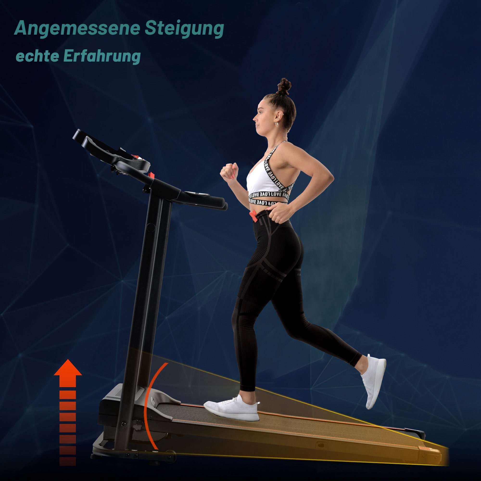 Ulife Laufband schwarzes und klappbares Fitnessgerät mit Steigung für zuhause (Packung, Getränkehalter), 1-12 km/h, LED Bildschirm, 12 Trainingsprogramme, 3 Countdown-Modi