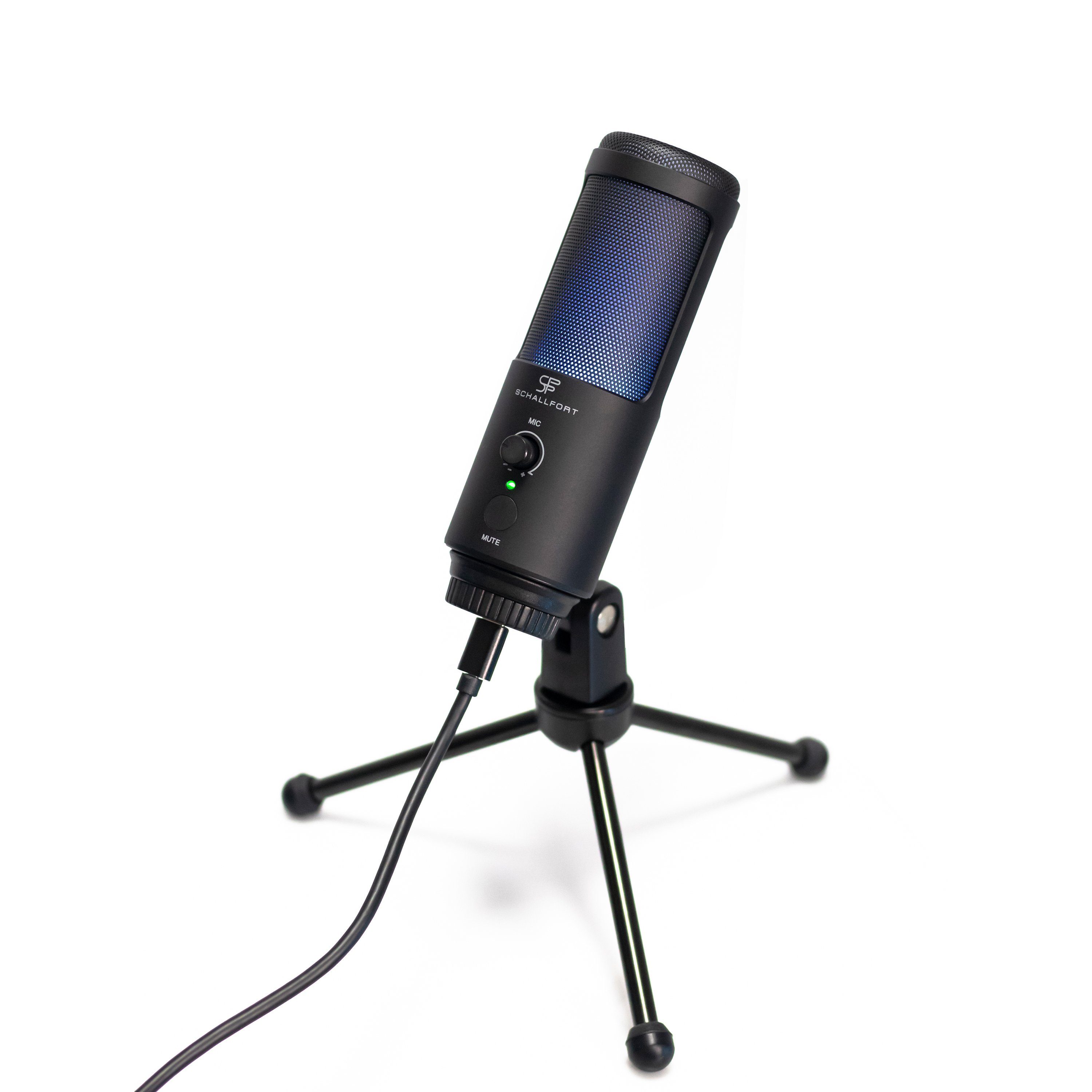 SCHALLFORT Mikrofon Vibe7-RGB (7-teilig), RGB-Beleuchtung, USB-C Plug & Play, AUX, Touch, Kondensator, Set