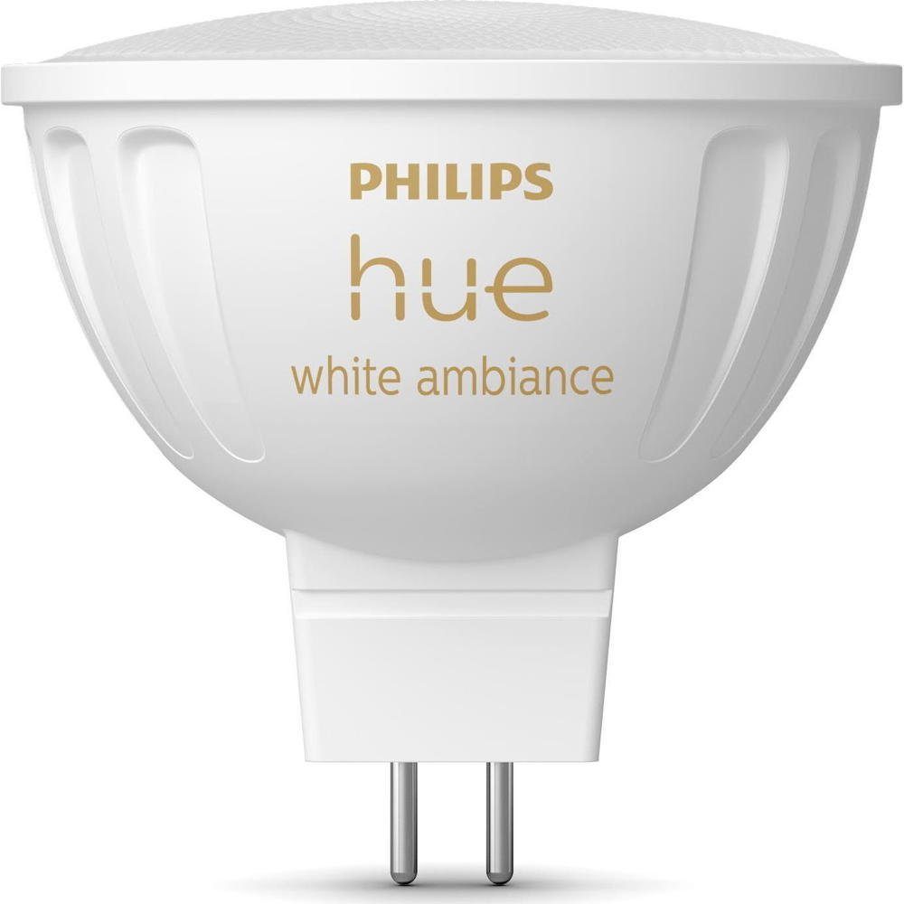 Philips Hue LED-Leuchtmittel White Ambiance LED Lampe GU5,3 Reflektor - MR16 5,1W 400lm Einerpack, n.v, warmweiss