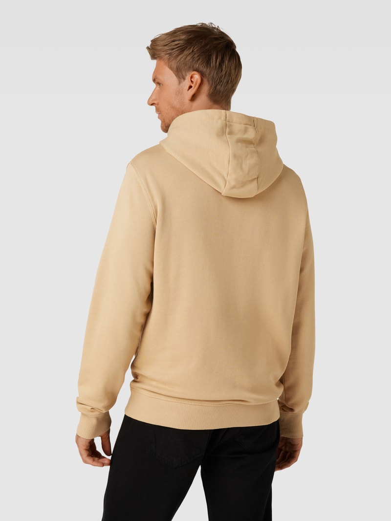 Hoodie mit Motiv-Stitching und Känguru-Tasche in beige