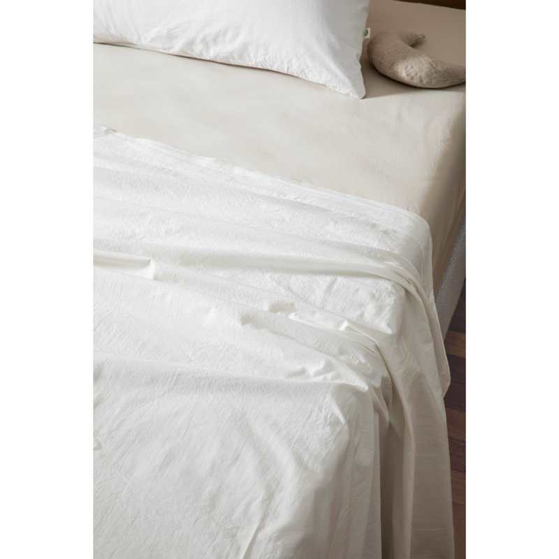 Drap plat 1 personne en Percale de Coton Bio lavé 180 x 290 cm