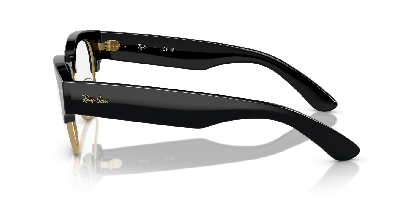 Ochelari de soare Mega Clubmaster - Negru lucios pe auriu