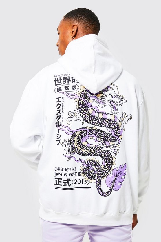 Oversize Hoodie mit Drachen-Print