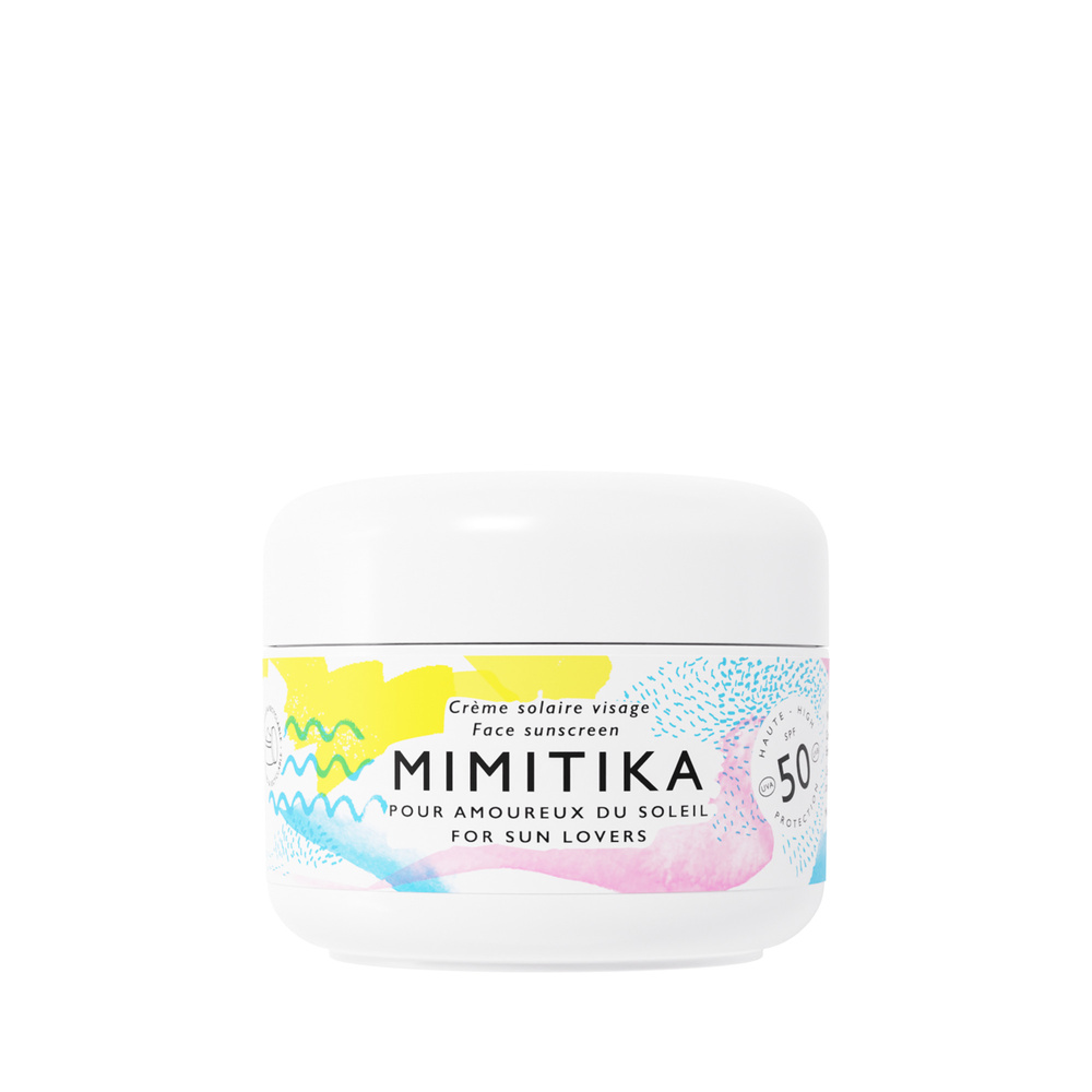 Mimitika Crème Solaire Visage SPF50 Associe une haute protection SPF50 et le confort d’une crème de jour classique.