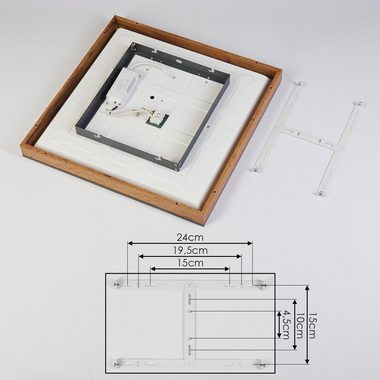 hofstein Deckenleuchte Vacil modernes Deckenpanel aus Metall, MDF, Schwarz/Weiß/Holzoptik, 3000 Kelvin, 24 Watt, 2100 Lumen, eckige Deckenlampe in flachem Design
