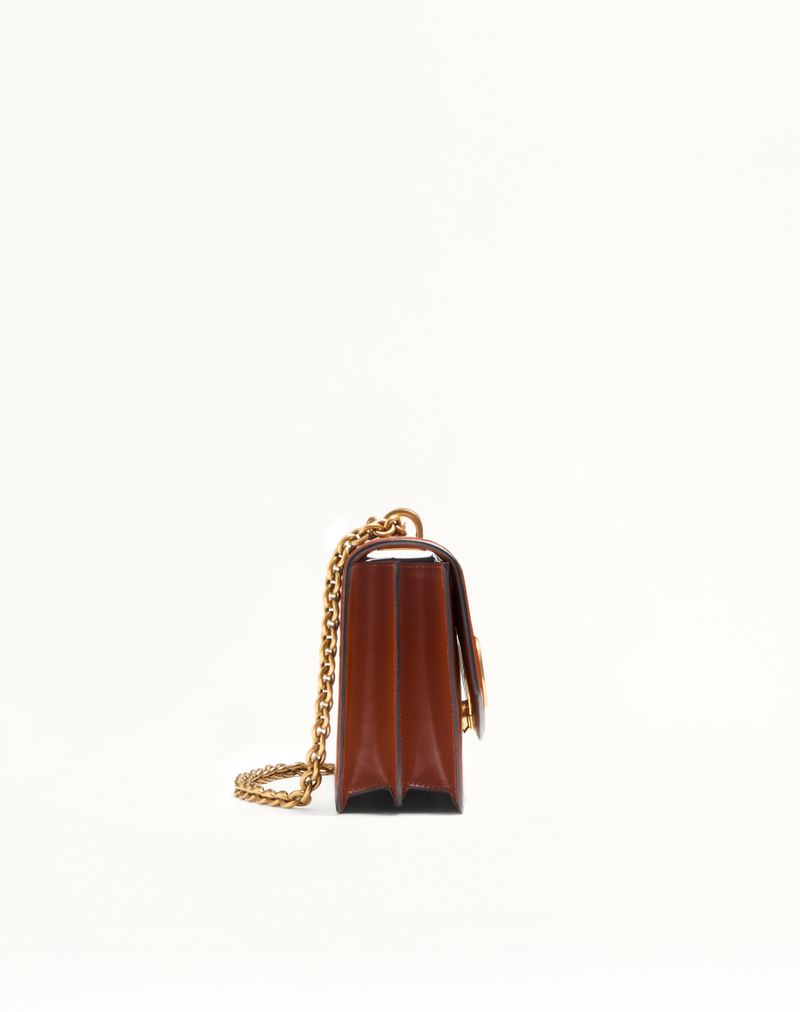 Bolsa de ombro Valentino Garavani Vain em couro de bezerro brilhante