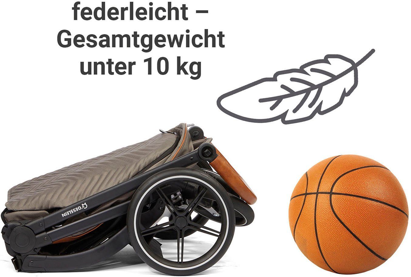 Gesslein Kombi-Kinderwagen FX4 Soft+ mit Aufsatz Style, moos/tabak, mit Babywanne C3 und Babyschalenadapter