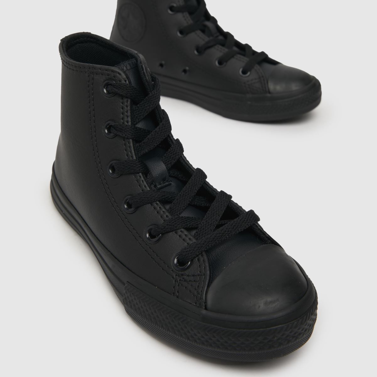 Converse svarta All Star Hi-skor i läder för juniorer