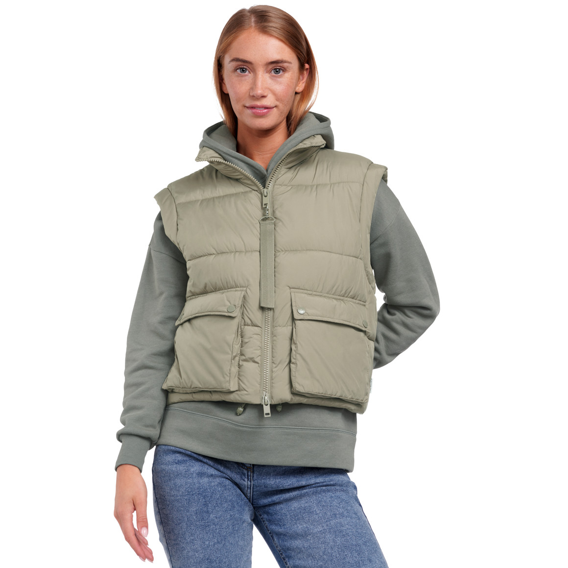 Damen Steppweste im Cropped-Style