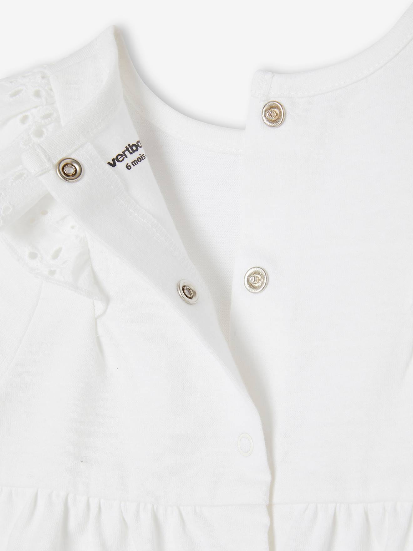 T-shirt bébé volant en broderie anglaise blanc