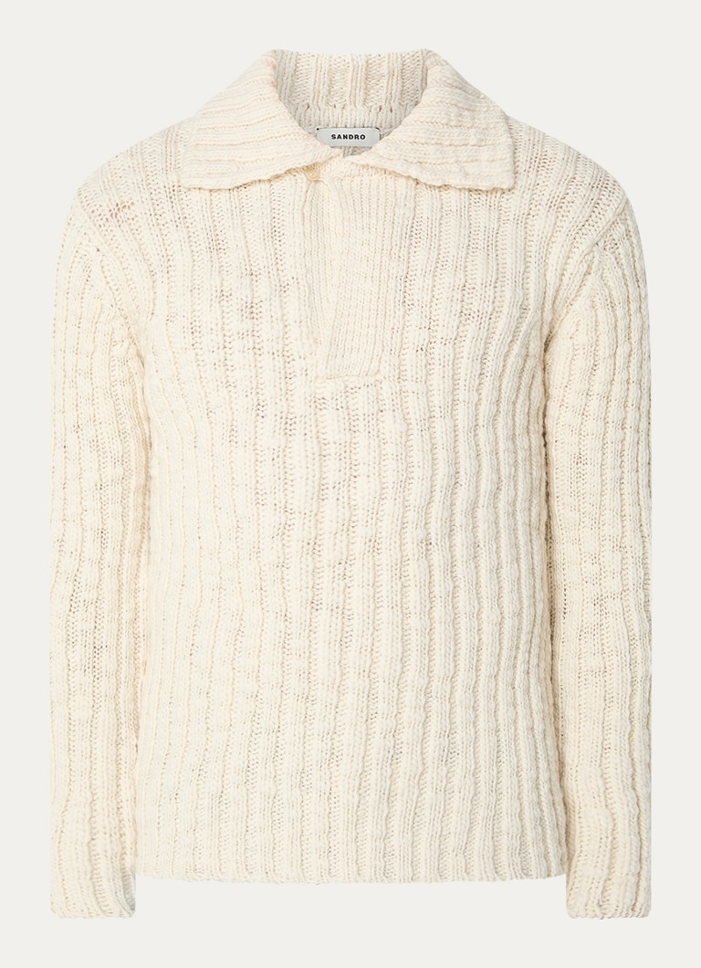 Maglione Sandro in lana a coste con colletto