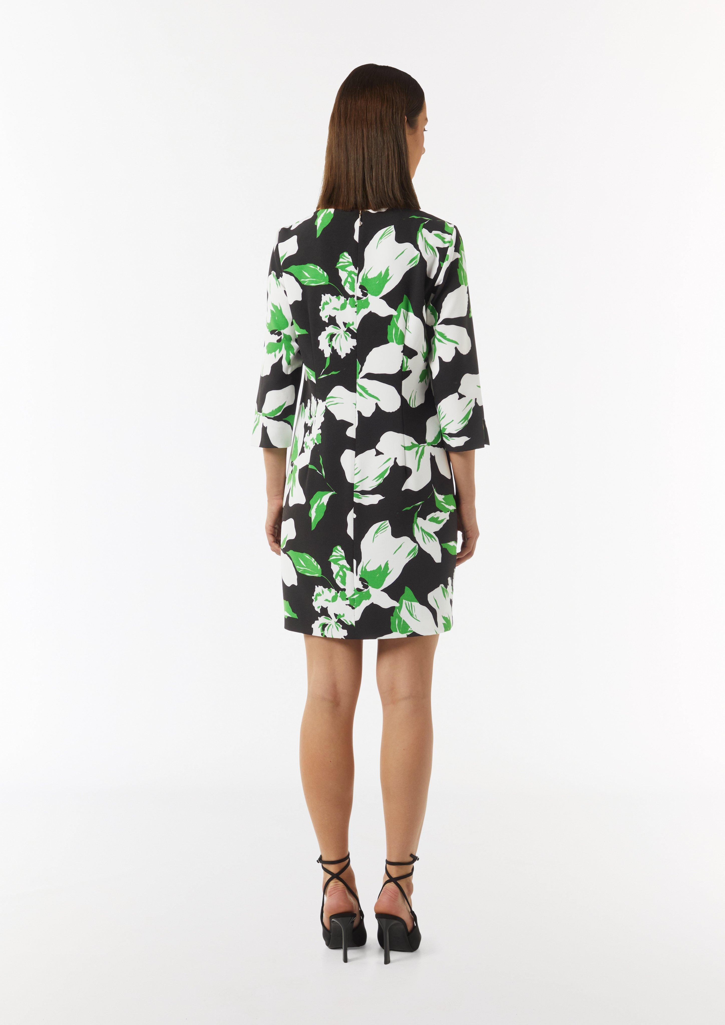 Kurzes Kleid mit All-over-Print - schwarz