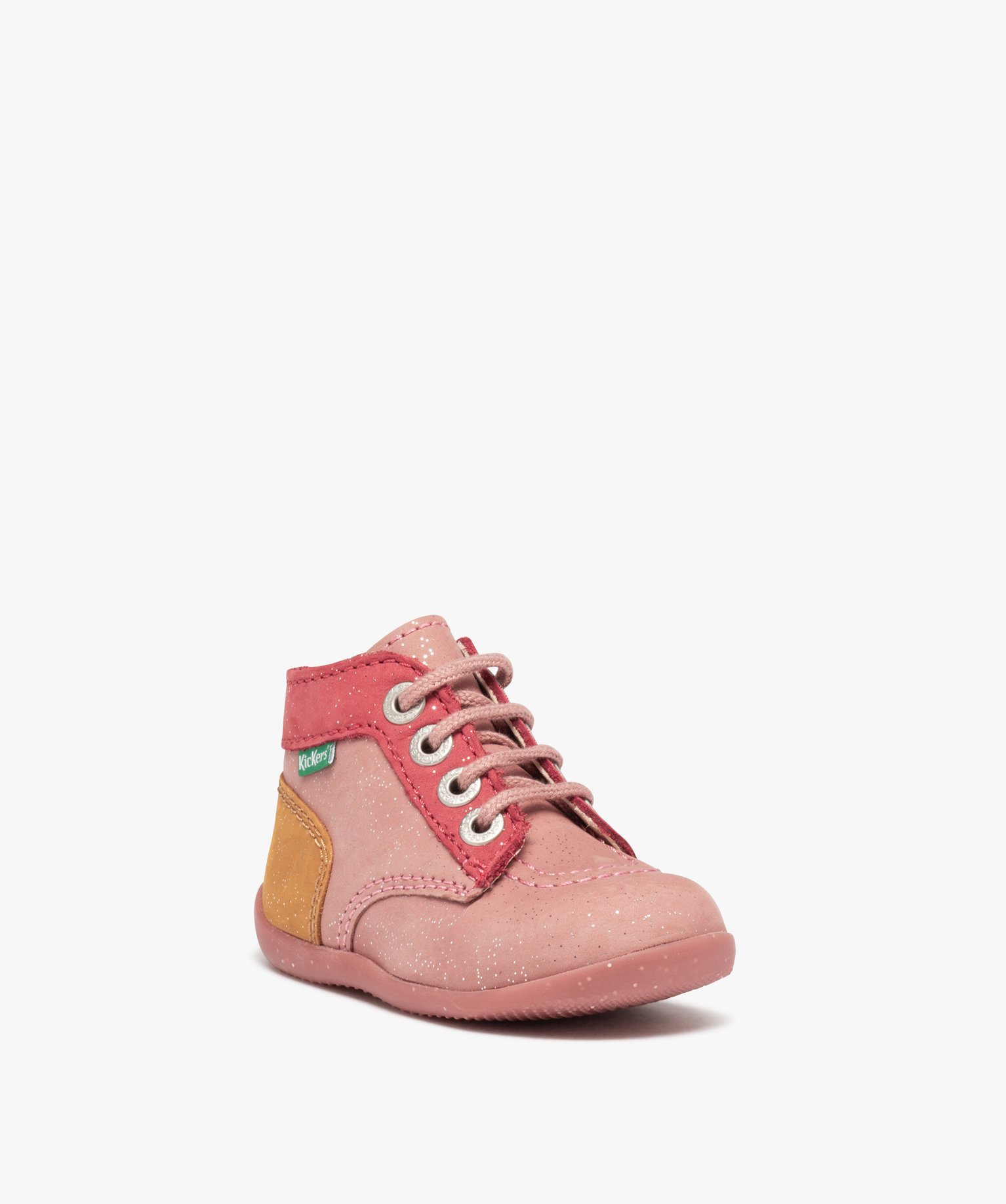 Chaussure premiers pas bébé fille en cuir et à paillettes... rose | GEMO