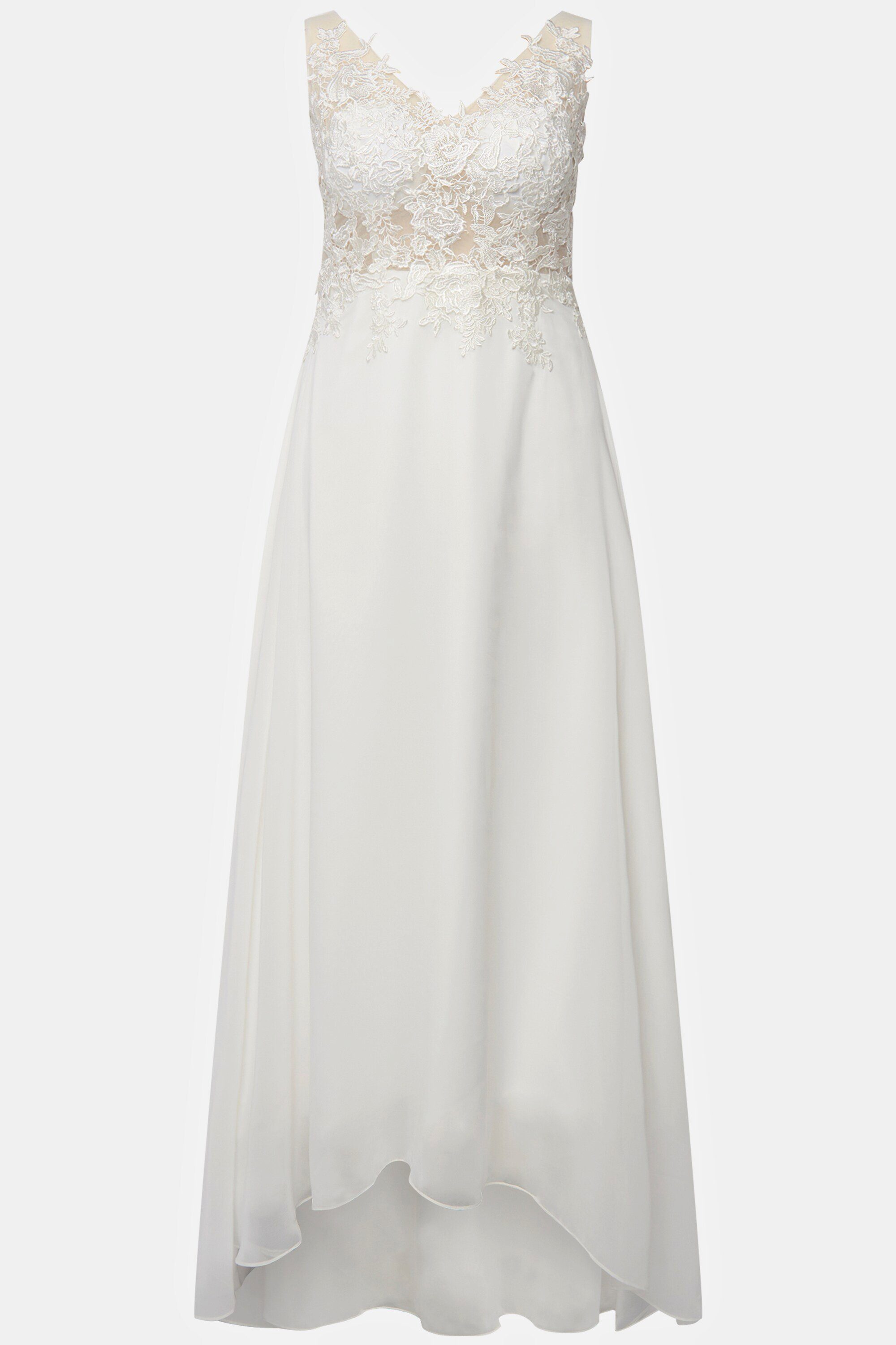Ulla Popken Brautkleid Brautkleid A-Linie Schleppe V-Ausschnitt ärmellos