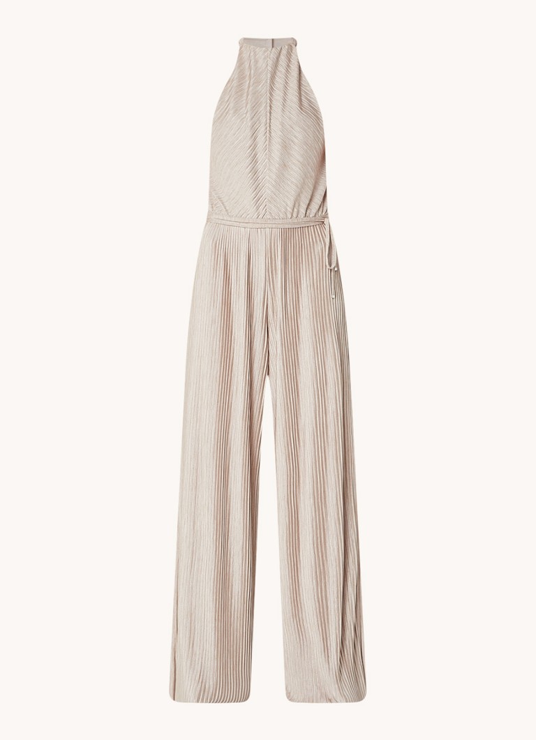 HUGO BOSS  Exuma wide fit jumpsuit met strikceintuur en ribstructuur