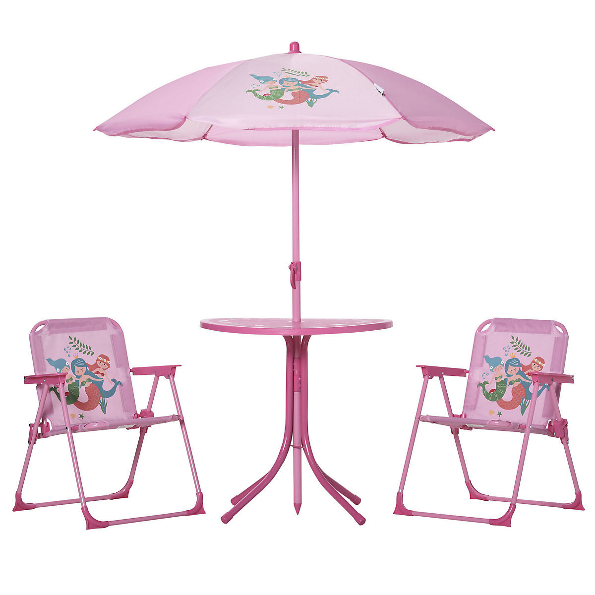 Kindersitzgruppe mit Tisch und Sonnenschirm