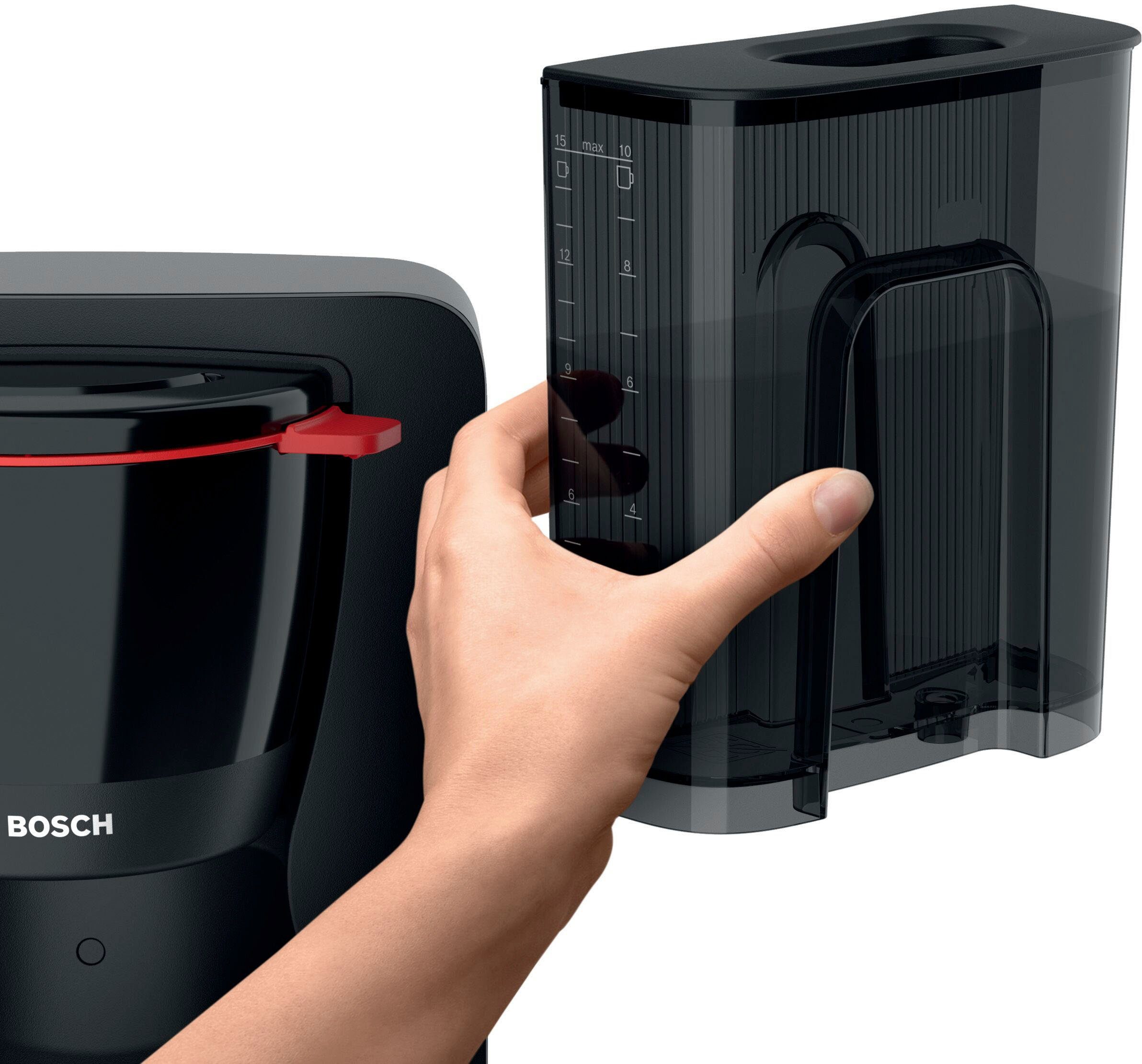 BOSCH Filterkaffeemaschine MyMoment TKA2M113, 1,25l Kaffeekanne, Papierfilter 1x4, für 10-15 Tassen, Glaskanne, 40min Warmhaltefunktion, 1200 W