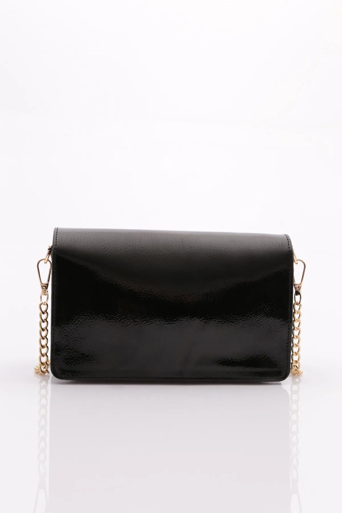 DGN  Schwarze Mini-Umhängetasche aus Lackleder - 045 Damen