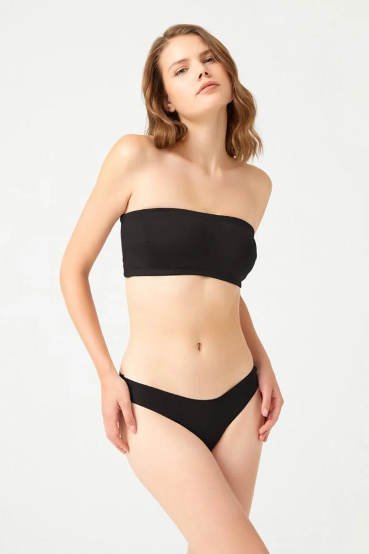 Cottonhill  Schwarzes trägerloses Crop-Top-Bustier