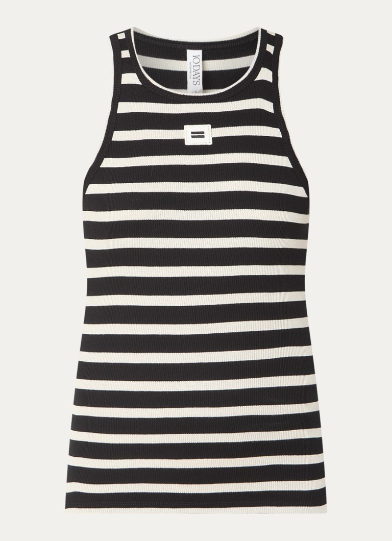 10DAYS Rib-knit tank top with stripe print