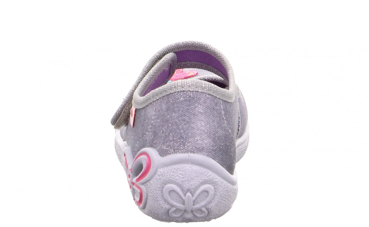 BELINDA - Hellgrau/Pink Hausschuh mit Klettverschluss