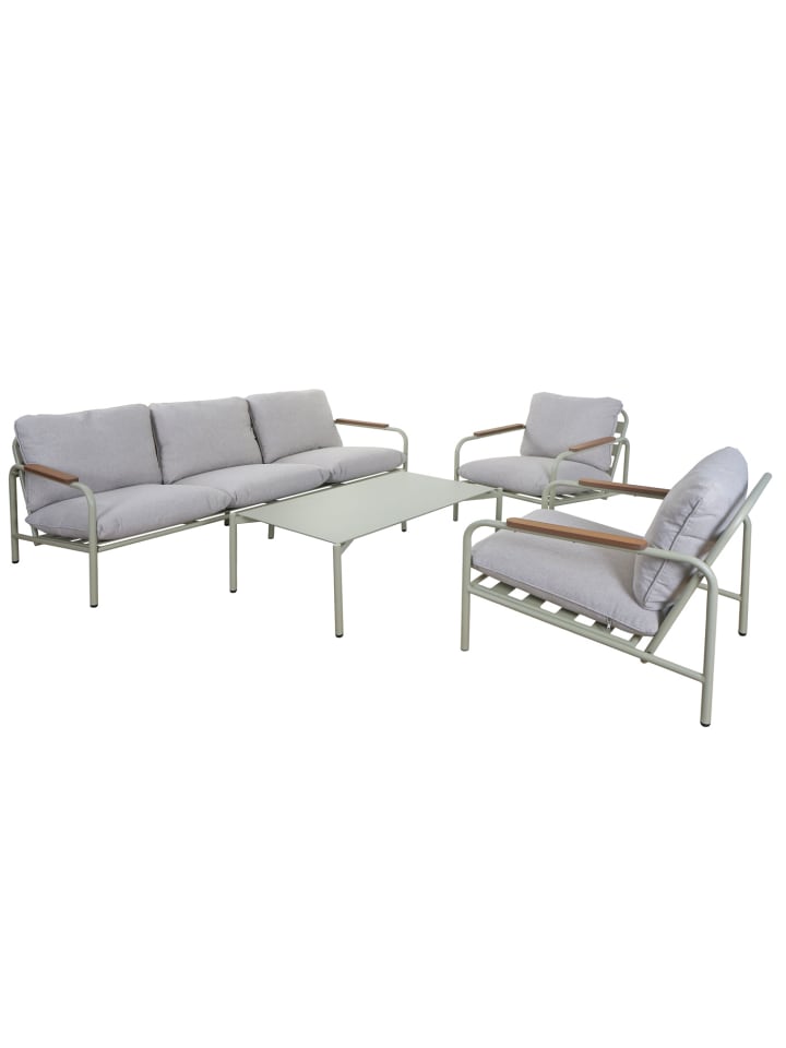 MCW Aluminium-Gartengarnitur O11, Hellgrün Polster beige günstig kaufen onesize