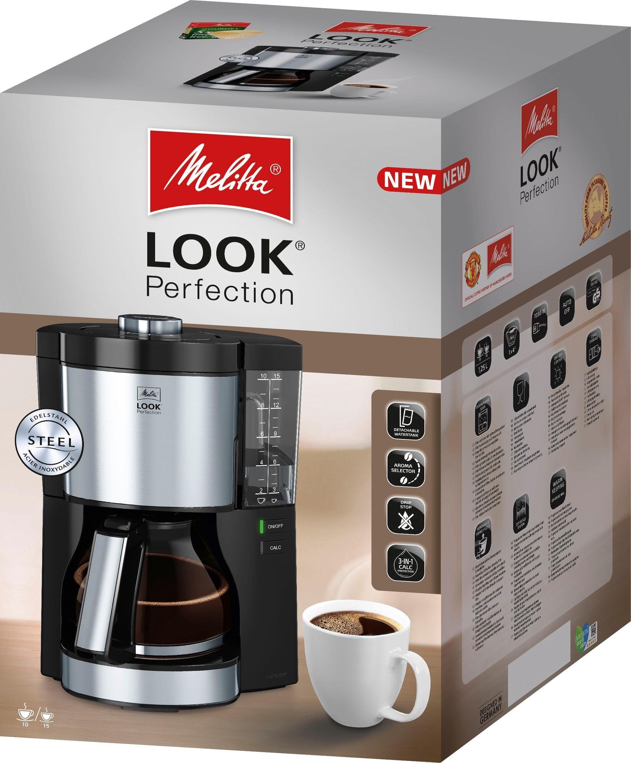 Melitta Filterkaffeemaschine Look® Perfection 1025-06, 1,25l Kaffeekanne, Papierfilter 1x4