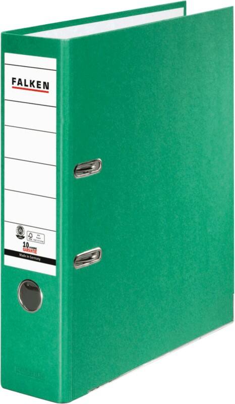 Falken Ordner DIN A4 80 mm Grün 2 Ringe 11285723 Pappkarton, PP (Polypropylen)