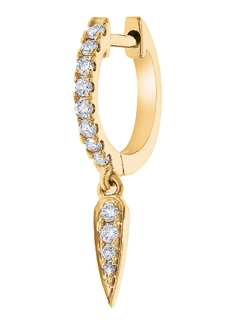 Culet Jewellery Force single hoop earring of 18 carat yellow gold with diamond